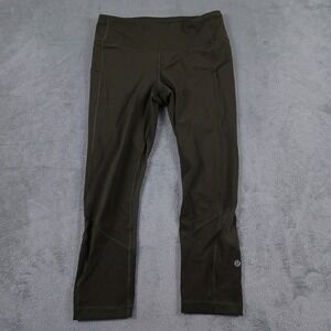 Lululemon Leggings Women 6 Green Pull On Pocket Activewear Casual On Pace Crop‎
